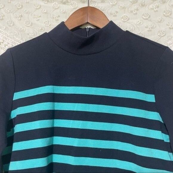Talbots · Small Petite · Striped Mock Neck Knit Top · Blue Two Tone - Picture 6 of 10